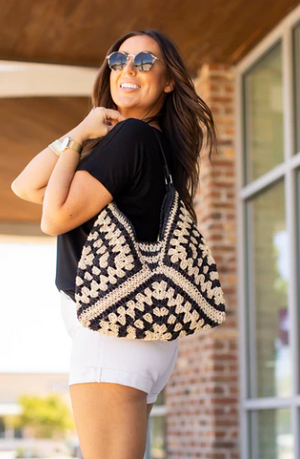 Soft Slouch Bag - Cream and Black