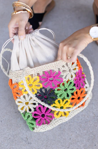 Floral Cinch Bag - Multi Colored