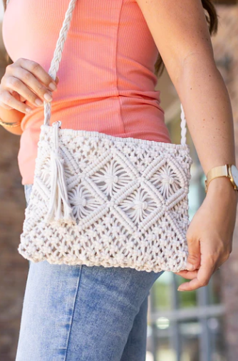 Crochet Zipper Bag - Cream