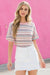 Striped Knit Top with Puff Short Sleeves