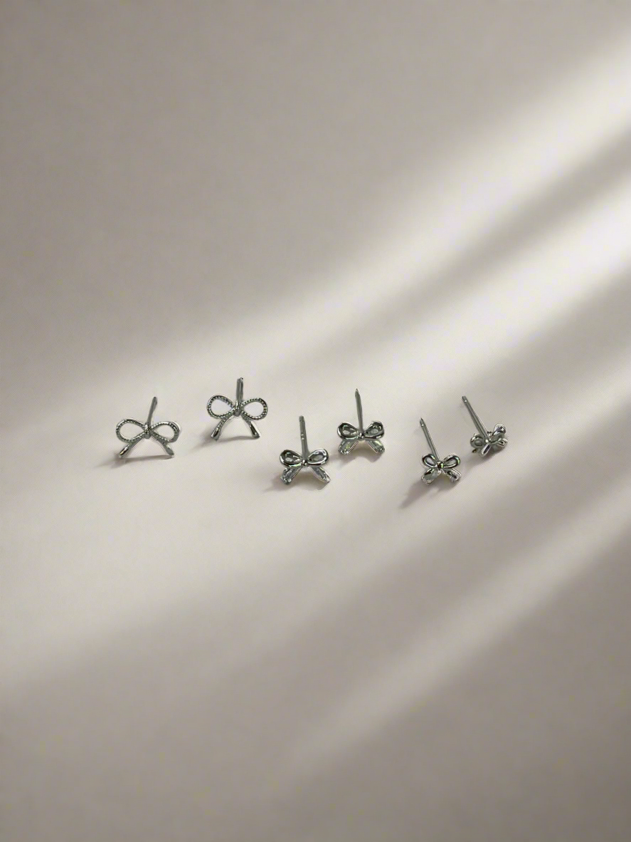 Bow Trio Gold Dipped Stud Earring Set