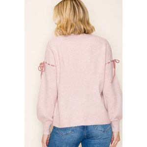 Blush Bow Tie Sleeve Sweater