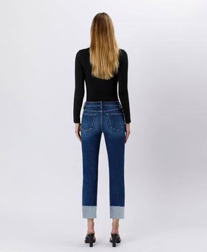 Sagacity High Rise Cuffed Slim Straight Jean