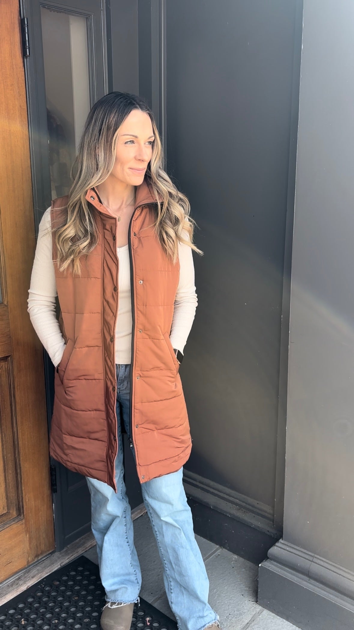*FINAL SALE* Cinnamon Harlow Long Vest