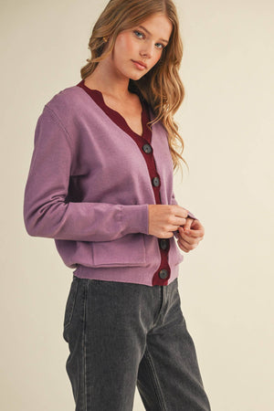 Burgundy Scalloped Cardigan