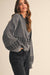 Charcoal Scallop Hem Embroidered Sweater