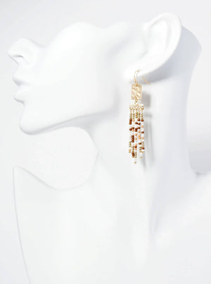 Boho Chic Seed Bead Fringe Earrings: Wine