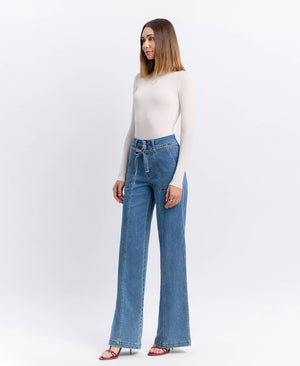 Tie Waist Wide Leg Jeans
