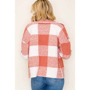Rust Plaid Sweater Jacket