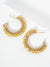 Hoop Earrings With Glass & Square Metallic Beads: Black
