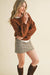 Mocha Floral Knit Puff Sleeve Sweater