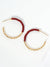Metal and Wood Beads 30mm Lightweight Hoop Earrings: Dusty Pink