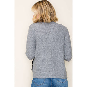 Grey Bow Accent Sweater