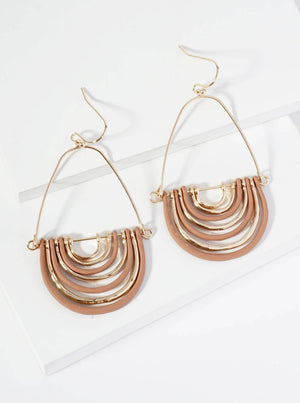 Hammered Metal Geometric Teardrop Dangle Earrings: Navy
