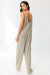 Olive Tank Textured Knit Jumpsuit With Pockets