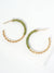 Metal and Wood Beads 30mm Lightweight Hoop Earrings: Dusty Pink