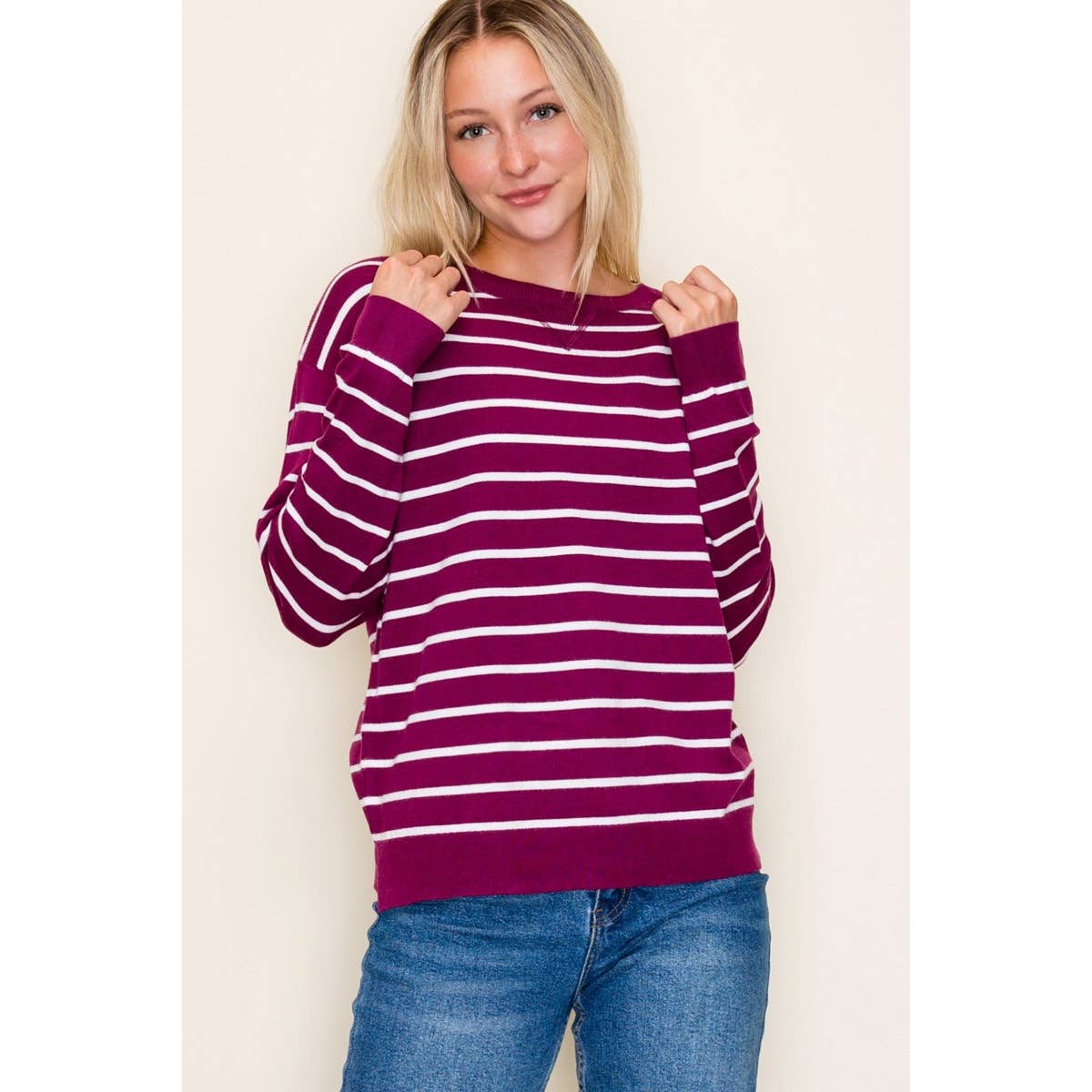 Plum Everyday Striped Sweater