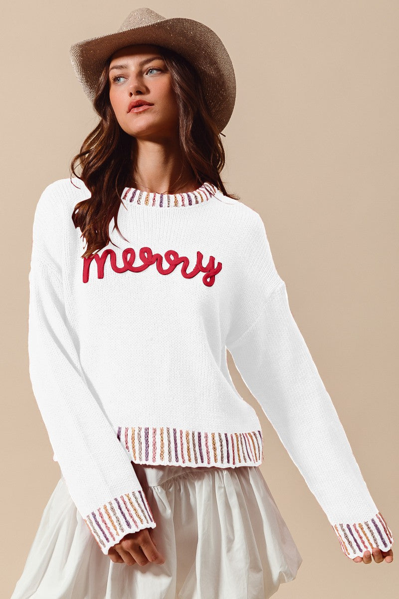 Ivory & Red Merry Sweater