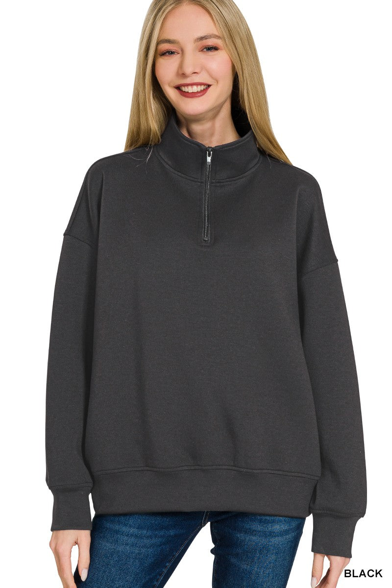 *DoorBuster* Black Scuba Half Zip