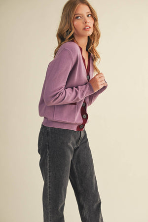 Burgundy Scalloped Cardigan