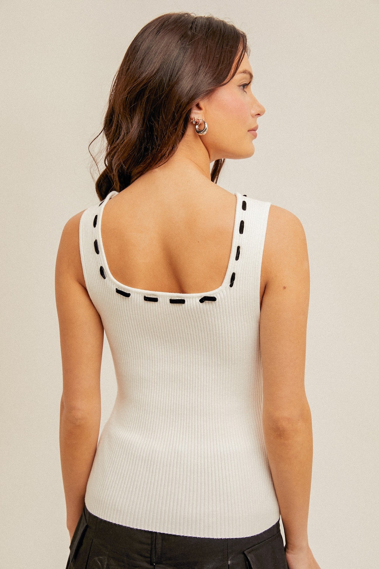*FINAL SALE*Bow Detailed Sleeveless Sweater Ribbed Tank Top