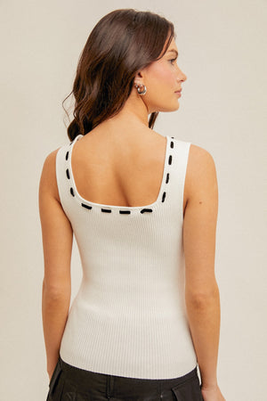 Bow Detailed Sleeveless Sweater Ribbed Tank Top