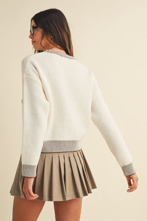Braided Bow Patch Sweater Top