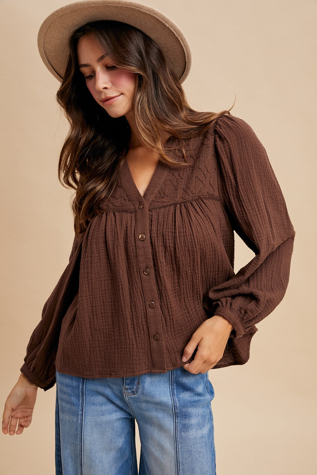 Chocolate Babydoll Blouse