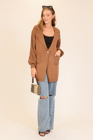 Knit Blazer-style Cardigan