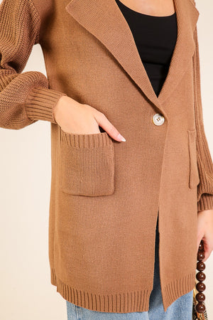 Knit Blazer-style Cardigan