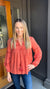 *FINAL SALE* Rust Tie Neck Blouse