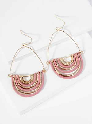 Hammered Metal Geometric Teardrop Dangle Earrings: Grey