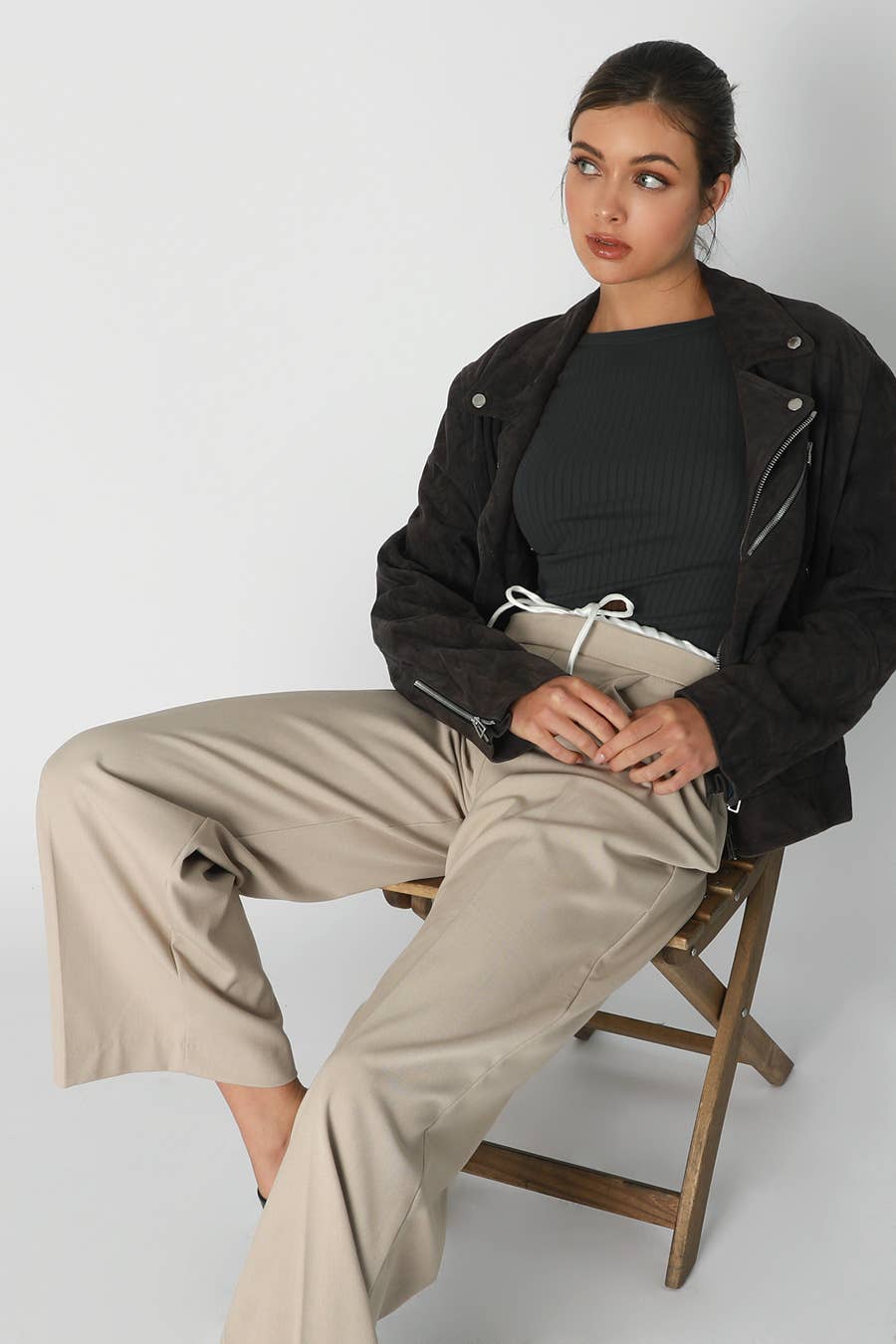 Black Wide Ribbed LS Top