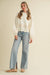 Ivory Scallop Hem Embroidered Sweater