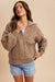 Fawn Chunky Cable Knit Hal Zip Sweater
