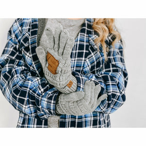 *FINAL SALE* Light Grey Knit CC Gloves