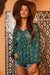 Green Floral Print Lurex Chiffon Blouse Top