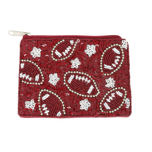 Football Bead Sequin Embroidered Coin Bag