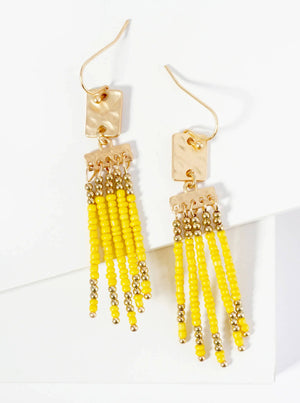Boho Chic Seed Bead Fringe Earrings: Emerald Green