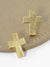 Brushed Metal Cross Stud Earrings: Matte Gold