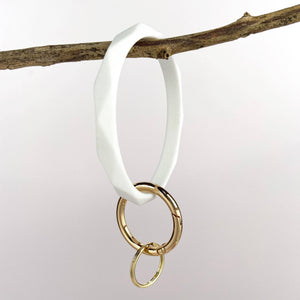 Diamond Shape Silicone Bracelet Keychain: Rose Red