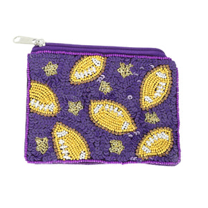 Football Bead Sequin Embroidered Coin Bag