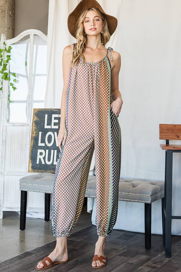 *FINAL SALE*Geo Print Draped Jumpsuit