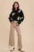 Black Floral Crew Neck Sweater