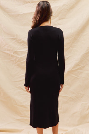 Rhinestone Ribbon Christmas Sweater Midi Dress