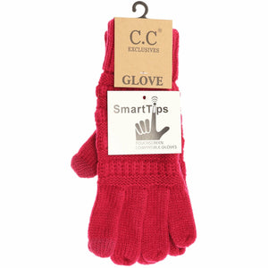 *FINAL SALE* Red  Knit CC Gloves