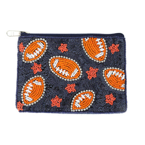 Football Bead Sequin Embroidered Coin Bag