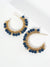 Hoop Earrings With Glass & Square Metallic Beads: Black