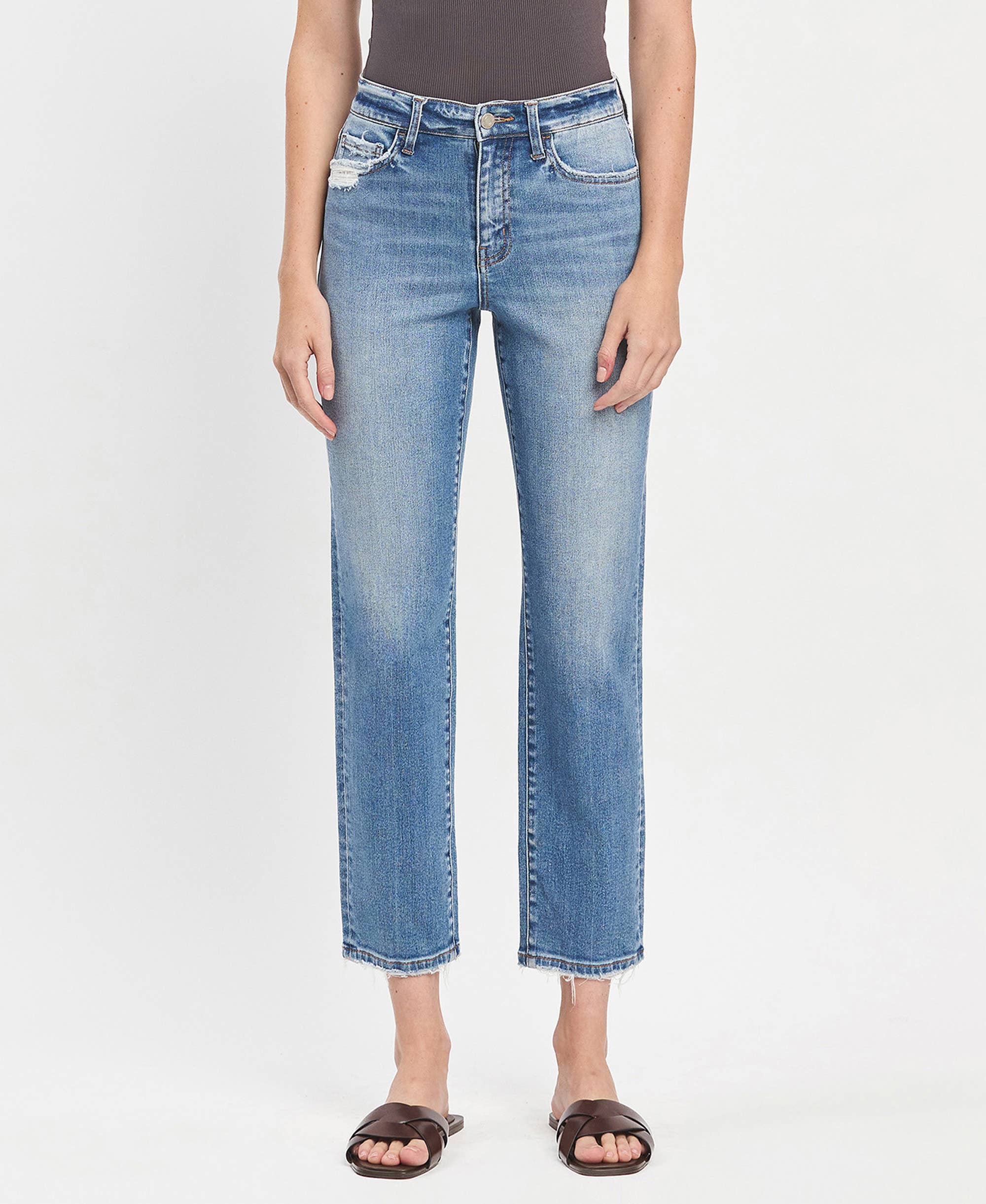 Lauren High Rise Tapered Straight Jeans