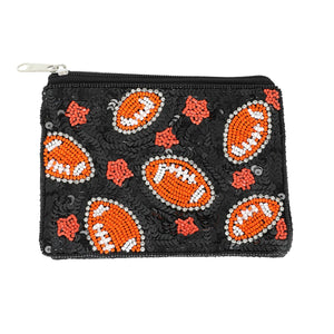Football Bead Sequin Embroidered Coin Bag